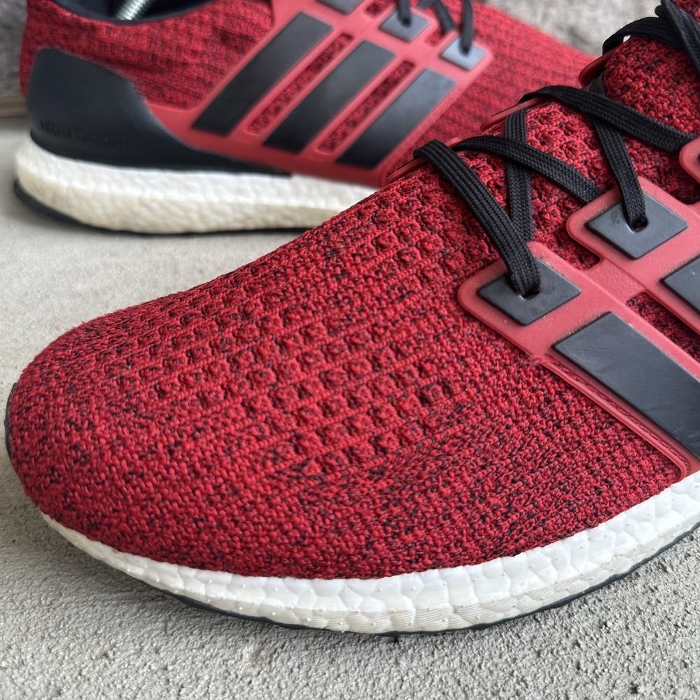 Size 11 - Men's adidas Ultraboost Red Black White EE3703 Sneakers Shoe Primeknit - Picture 3 of 11